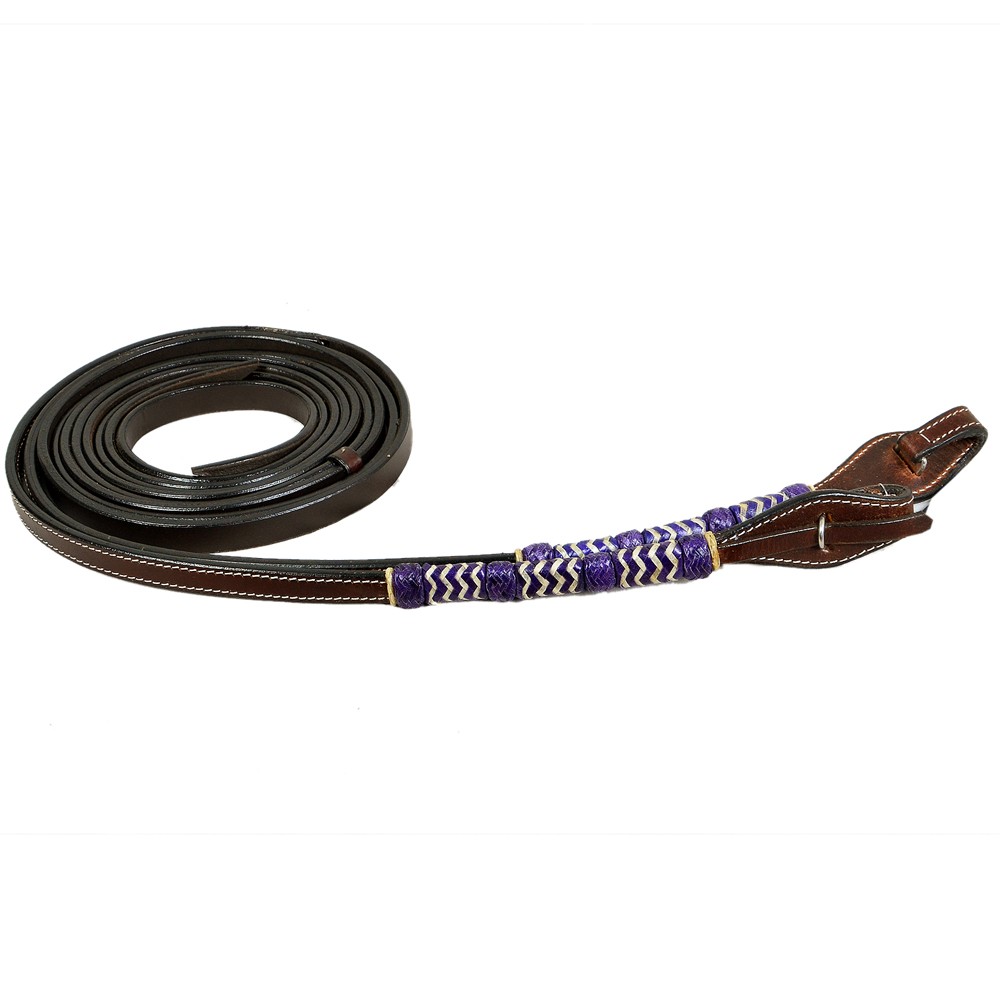 BE Bar H Equine Western Horse 8ft Purple Rawhide Braiding American Leather