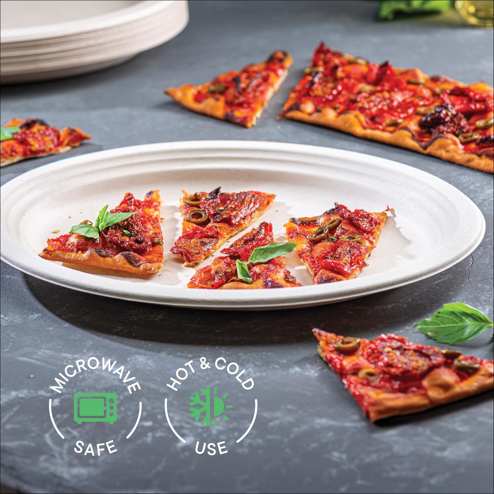 100% Compostable Oval Paper Plates [50-Pack] - {PFAS-Free} - {BPI Certified} ...