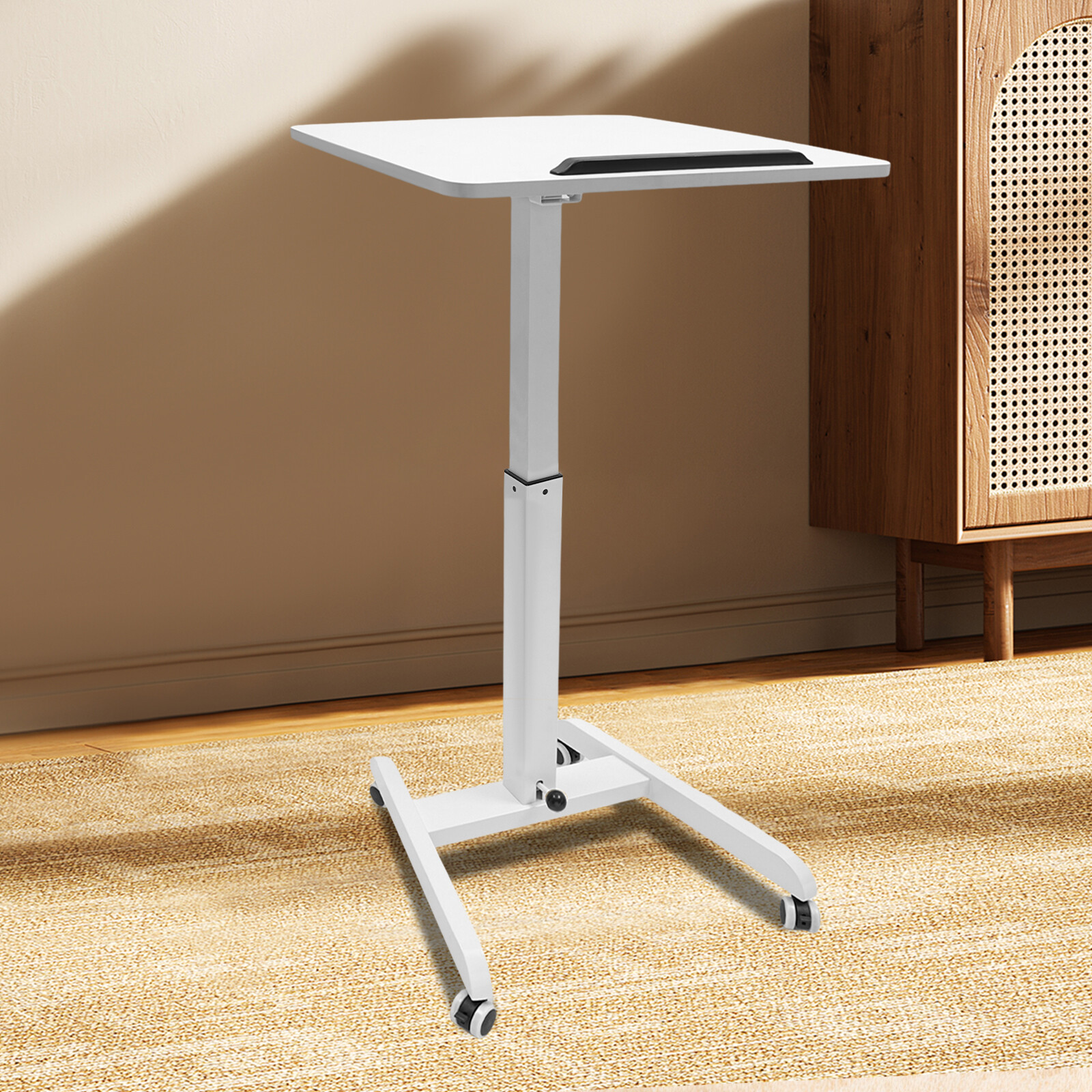 Mobile Adjustable Height Standing Desk with Tilt Top & Locking Wheels