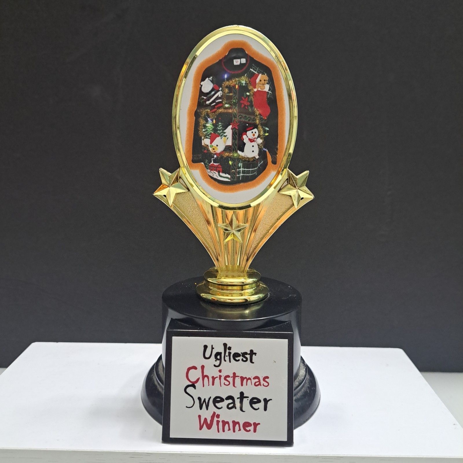 Ugliest Christmas Sweater Winner Trophy Approx 6.5"