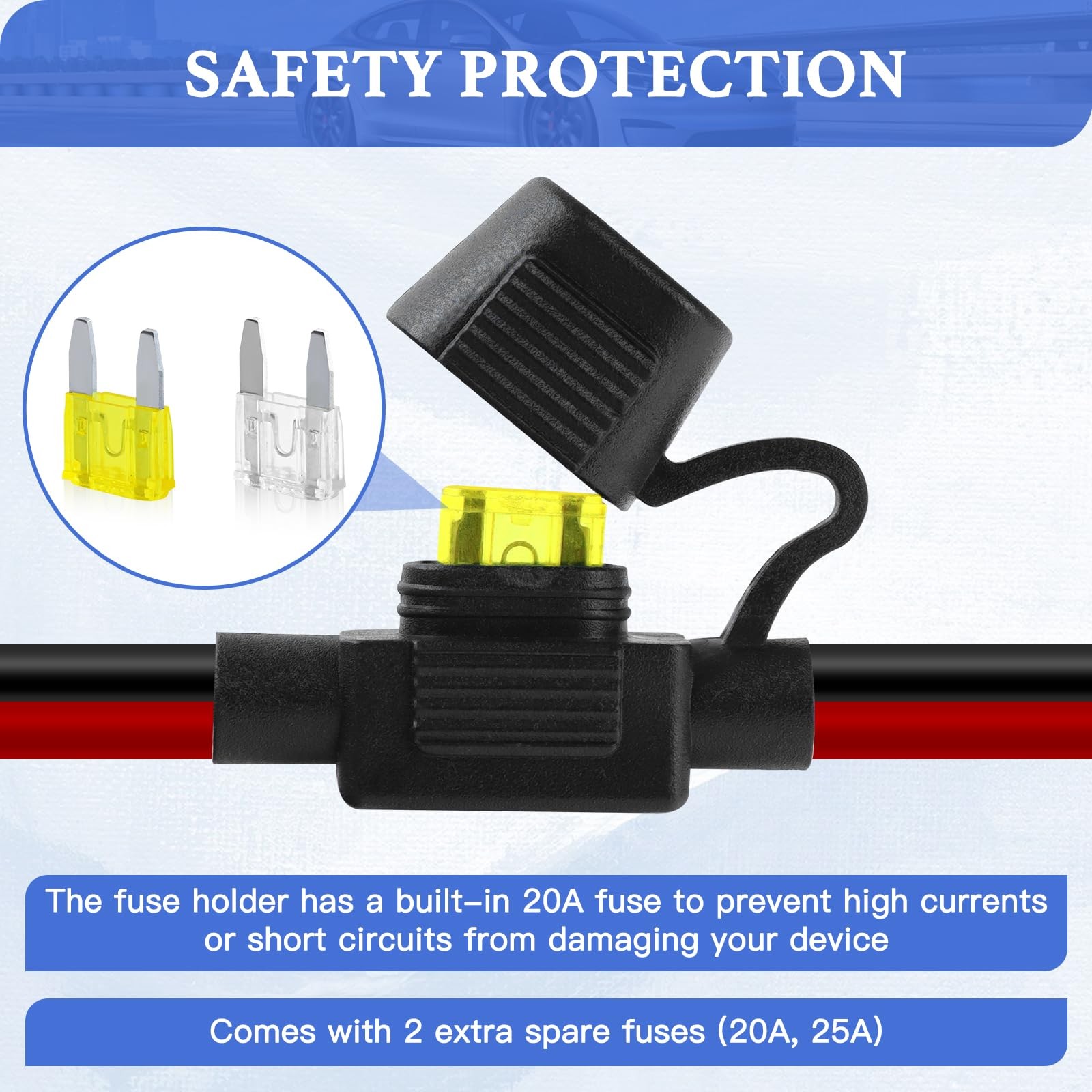 Cigarette Lighter Socket 4FT, 12V 13AWG&(4FT/1.2m)