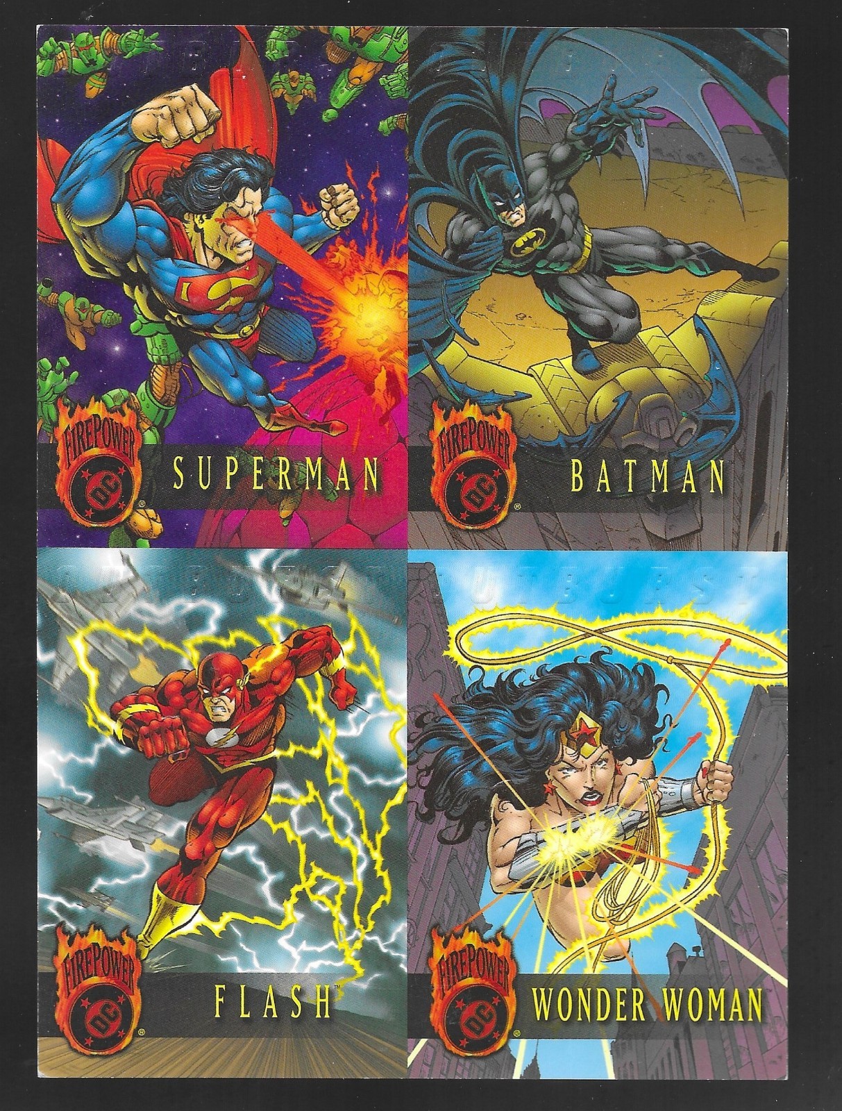 1996 DC Outburst Firepower Skybox Promo 5" x 7" Embossed Card Sheet