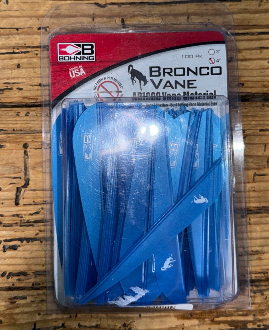 Bohning Bronco Vane 100 Pack 4” Blue NEW