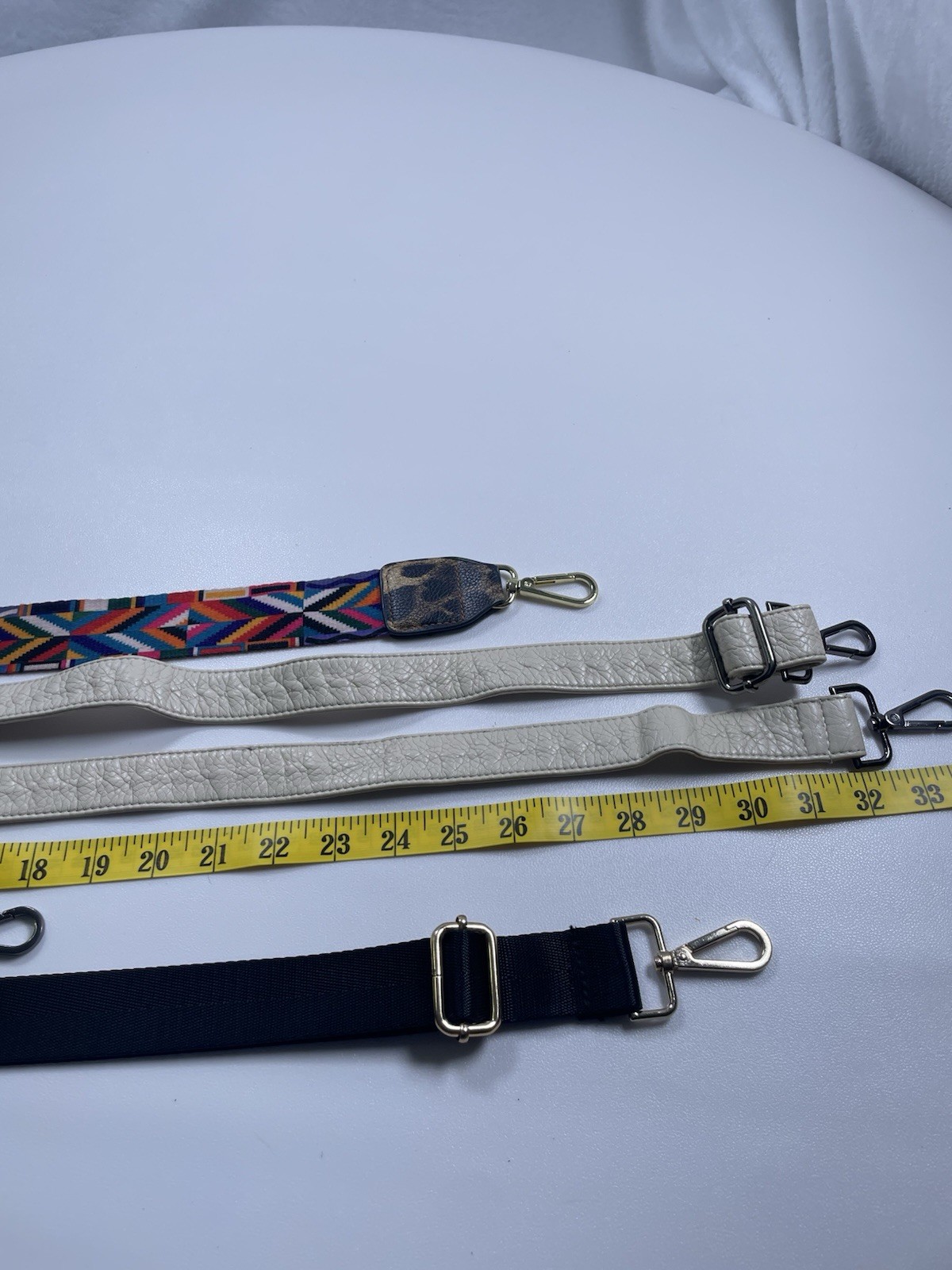 Lot of 5 AdjustableReplacement PurseStraps VeganLeather WovenNyon Mixed Hardware