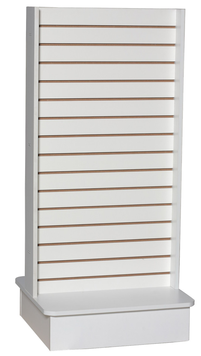 Two Sided Floor Standing 54"H White Slatwall Display Tower