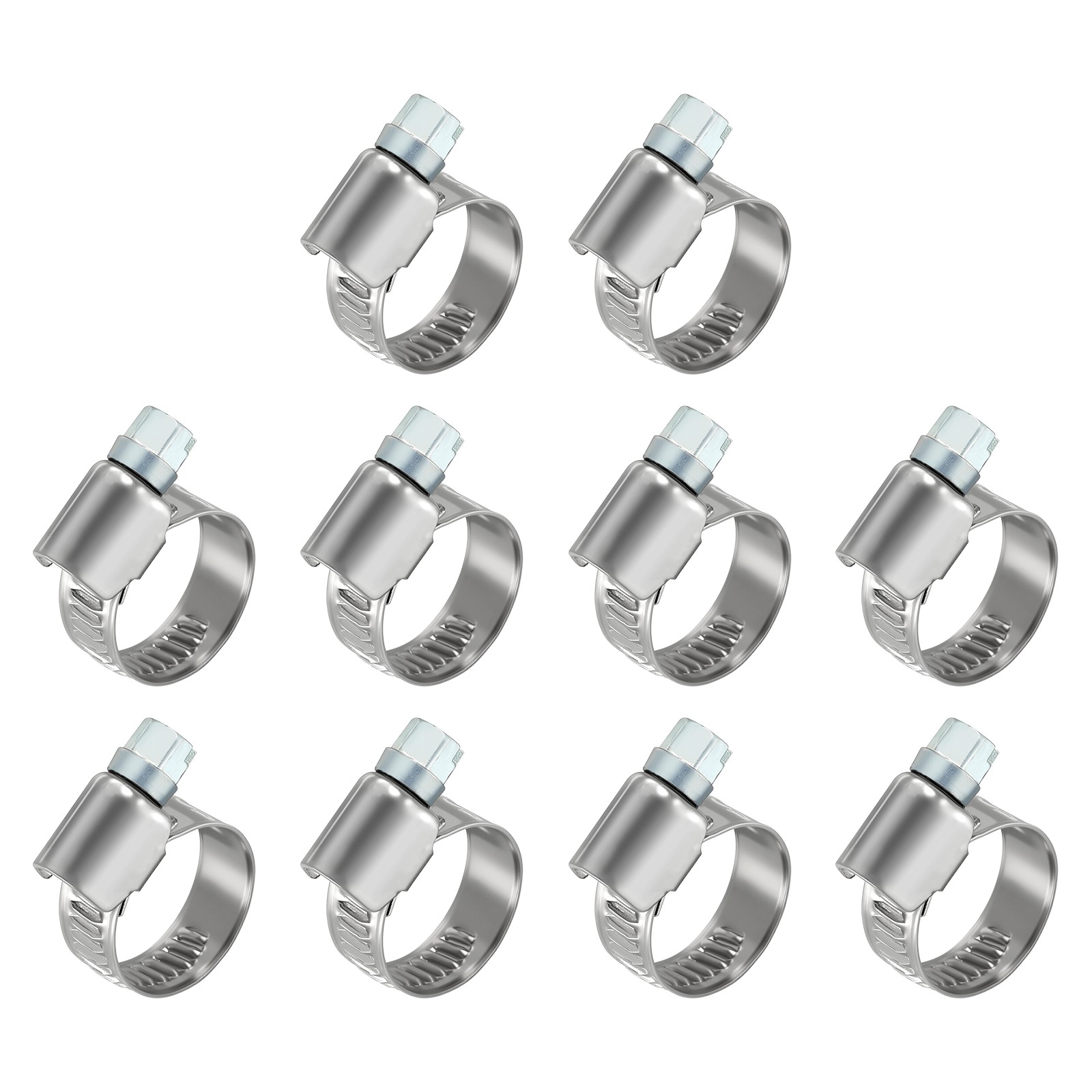 10Ps Stainless Steel Hose Clamps, 0.5"to1/2" (13-19mm)Worm Gear Drive Clamps