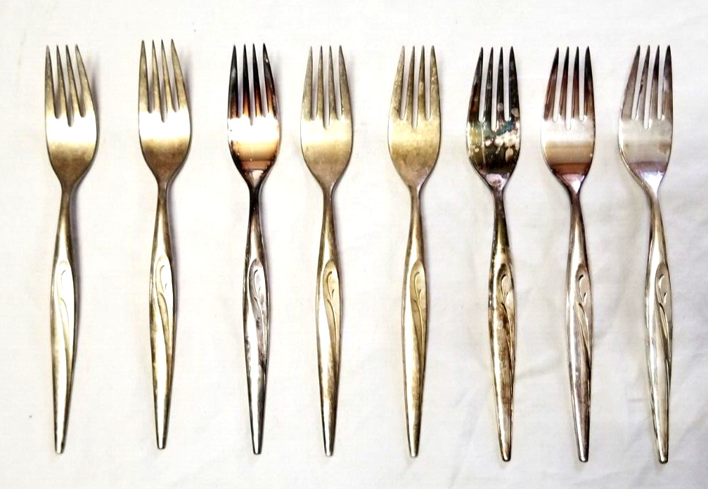 Oneida Community Flight Pattern Set of 8 Dinner Forks VTG 1963 Flatware
