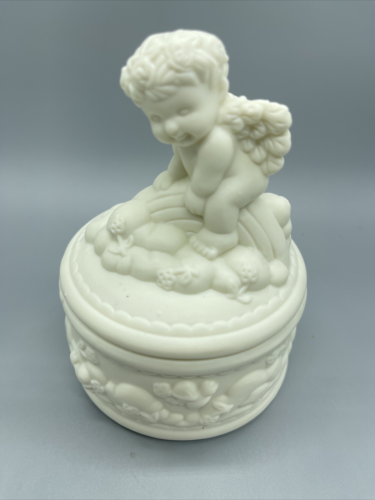 Porcelain Cherub Box By Lauren Rogers Collectible’s In Original Box