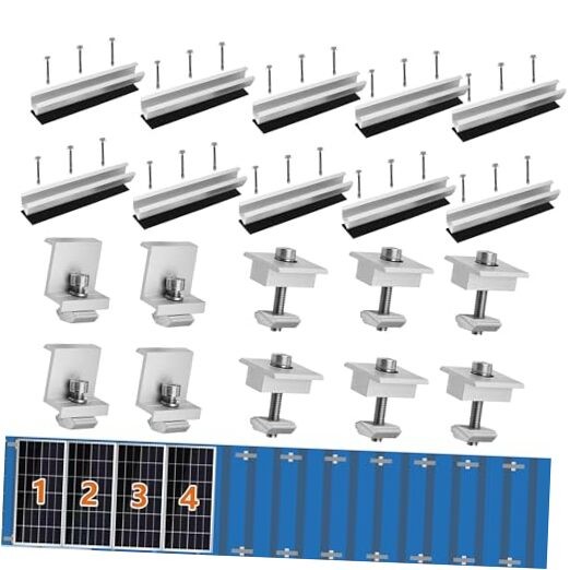 Solar Panel Bracket Kit - 10 Pcs Aluminium Mounting Rail 200mm, Z 200MM10Pcs