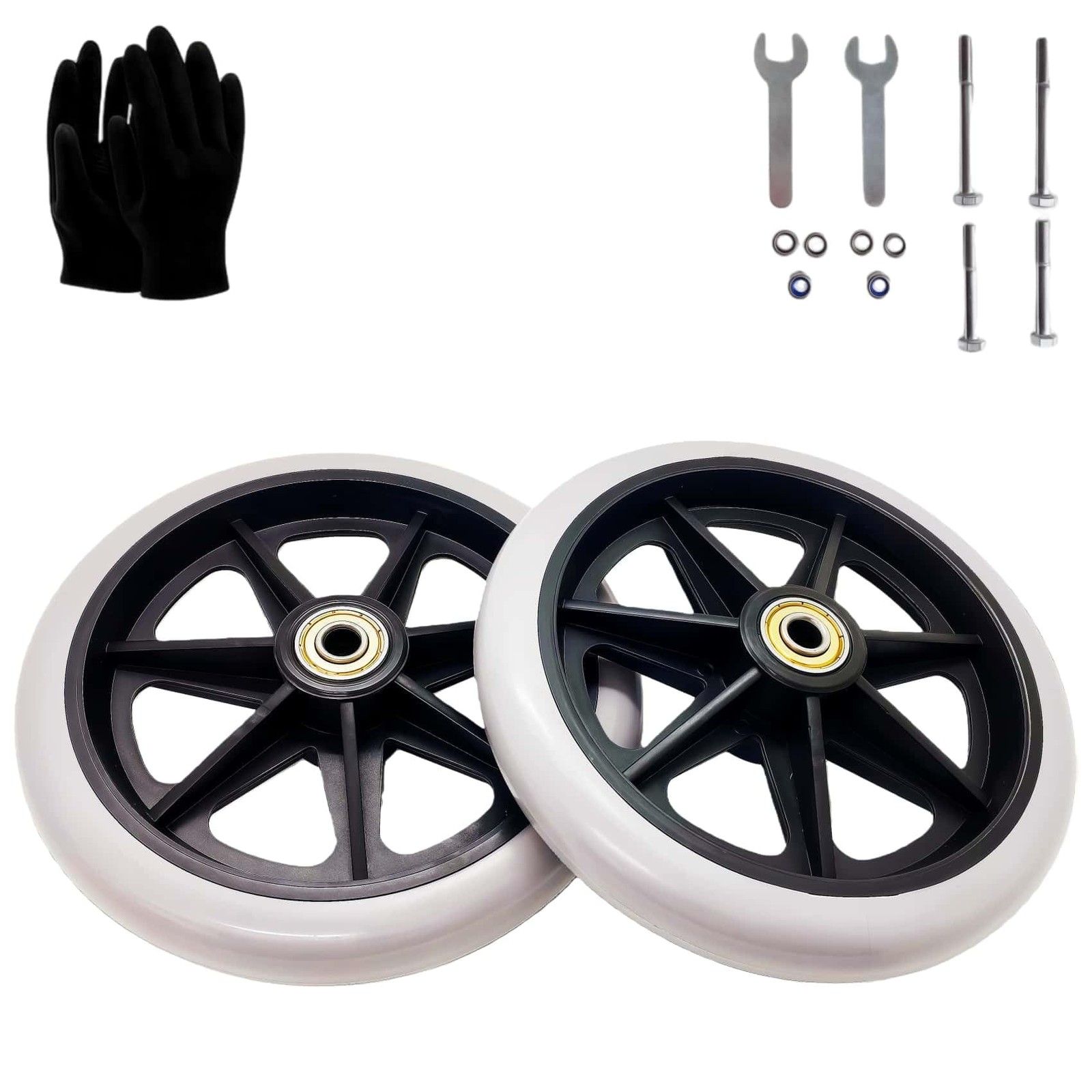 2Pcs 6 Inch Greyish Wheels for Walker - Universal Hard 6 inches, Light Whtie