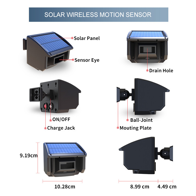 Htzsafe Solar Wireless Driveway Alarm System 1 receiver + 2 sensors