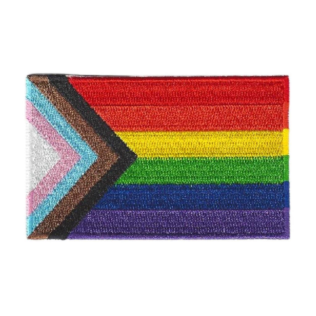PROGRESS PRIDE FLAG IRON ON PATCH 3" Embroidered Applique Rainbow Pride LGBTQ