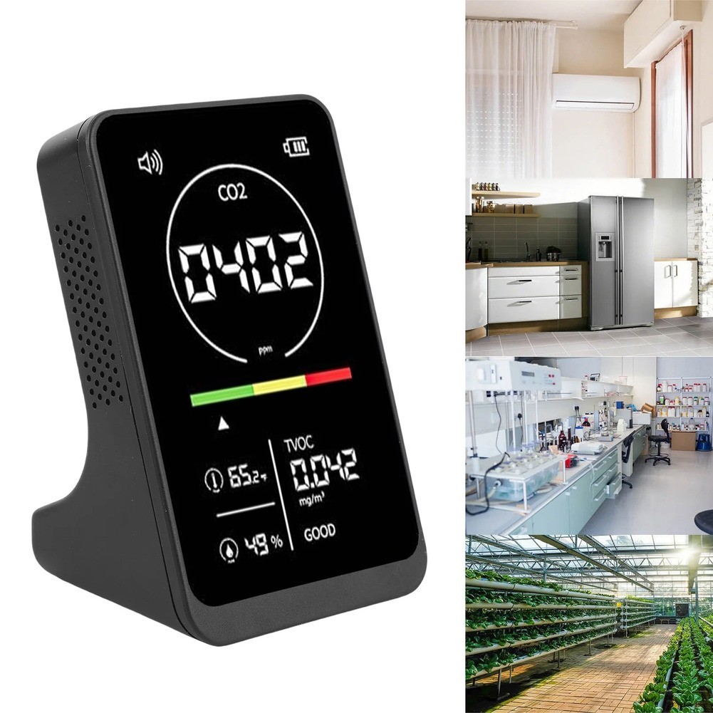 Color Coded Display 4 in 1 Air Detector Carbon Dioxide TVOC Temp Humidity