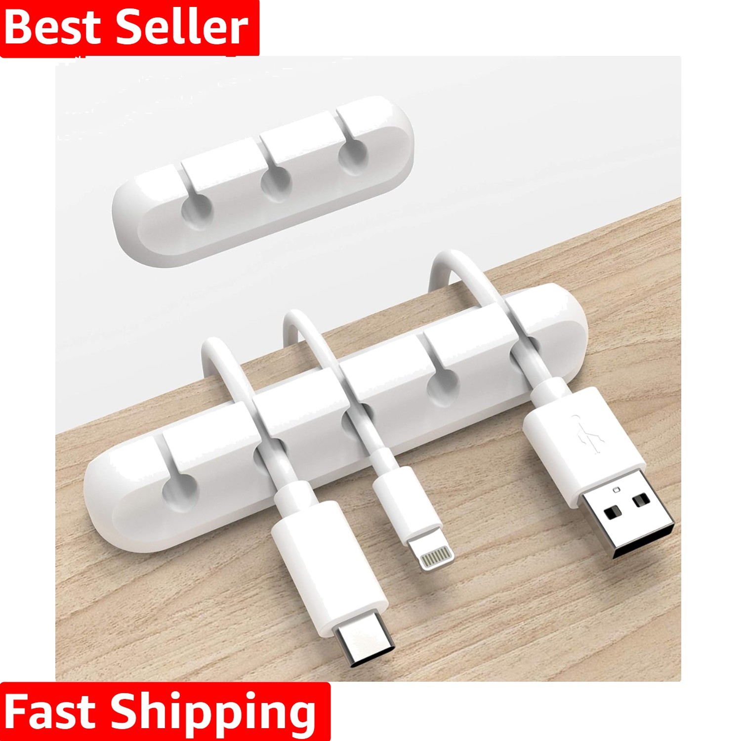 White Cable Clips, Cord Organizer Cable Management, Cable Organizers USB Cabl...