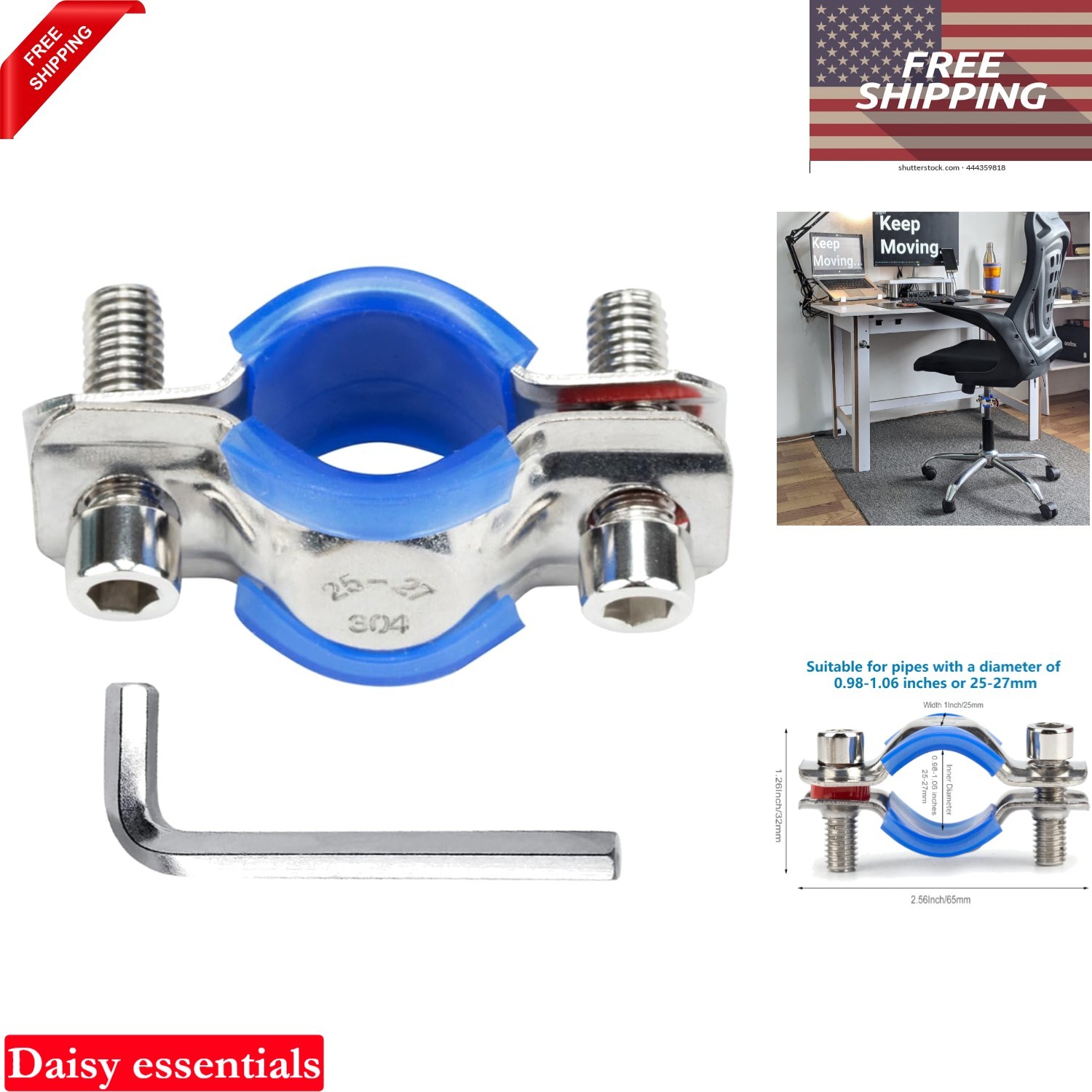 Office Chair Sinker Fix Clamp Stainless Steel for Gas Lift Cylinder Repair 25...