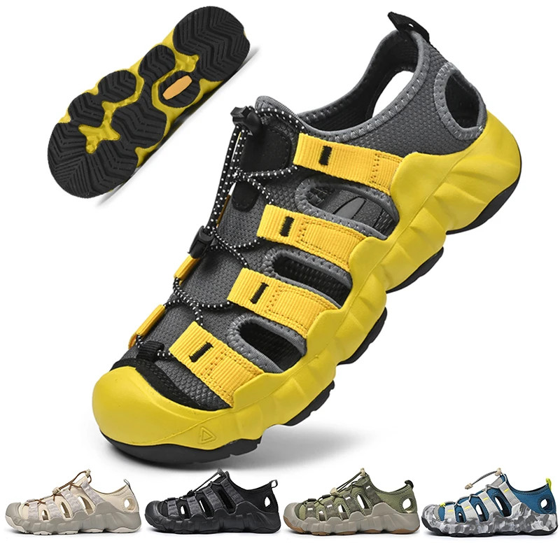 Men's Fashion Casual Brand Sandals Outdoor Cowhide Walking Hiking Beach Shoes