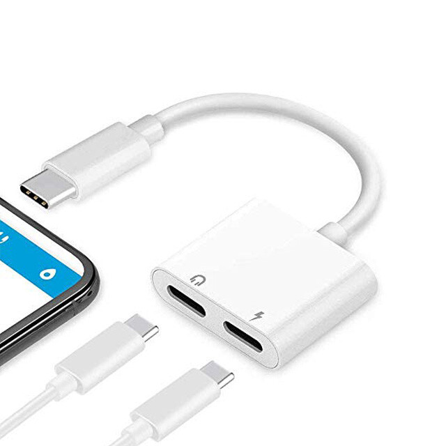 2-in-1 USB-C To TYPE-C Audio Jack + Type C Charger Adapter Splitter Aux Cable