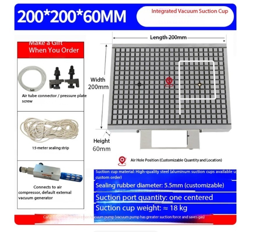 CNC Vacuum Chuck Industrial PVC Stainless Steel Iron Wood Copper Aluminum