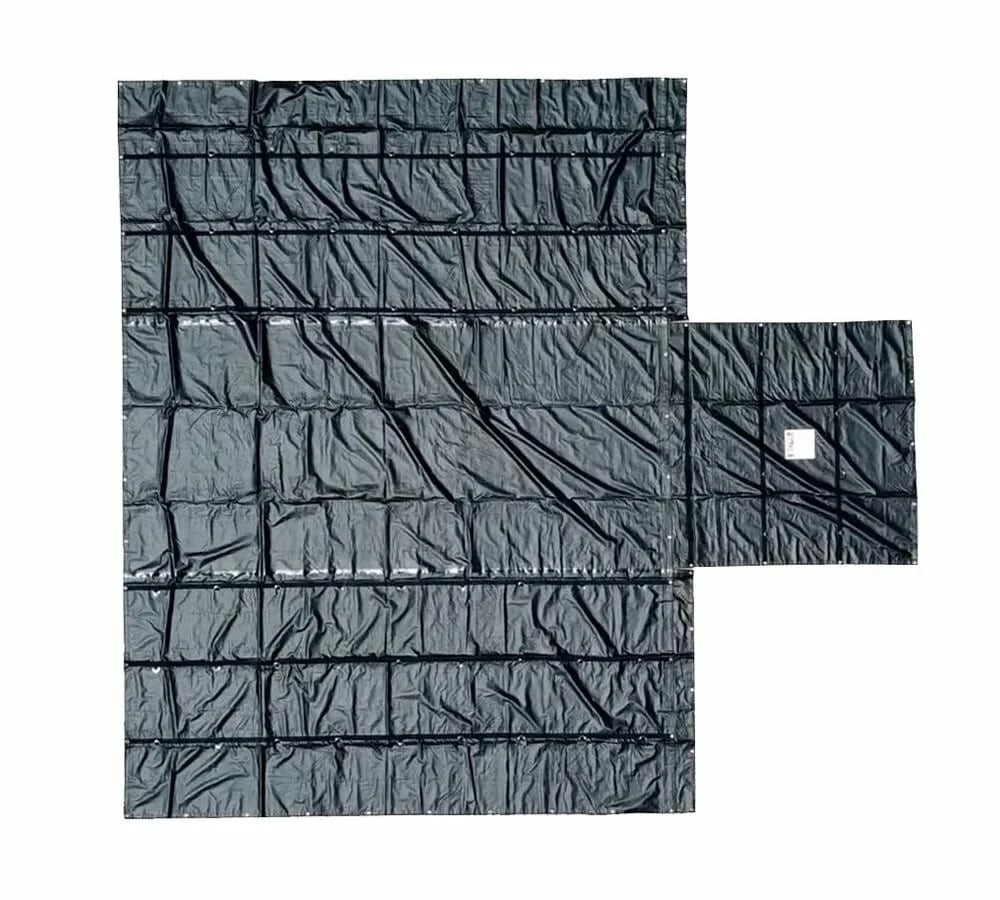 Flatbed Heavy Duty 18oz Black Lumber Tarp 20x27 (6' Drop) - 3 Rows of "D" Rings