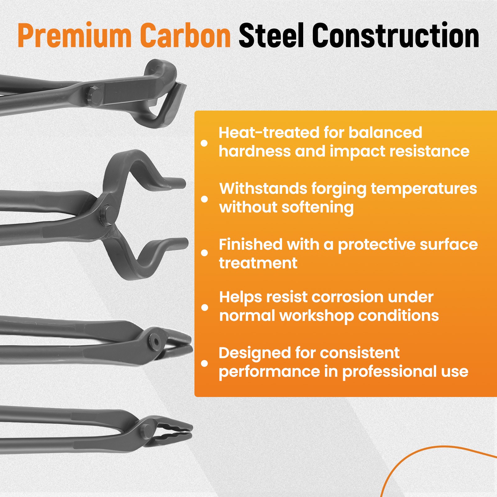 Blacksmith Carbon Steel Tongs 4pcs Flat V Bit Blade Wolf Jaw Forging Tool Set