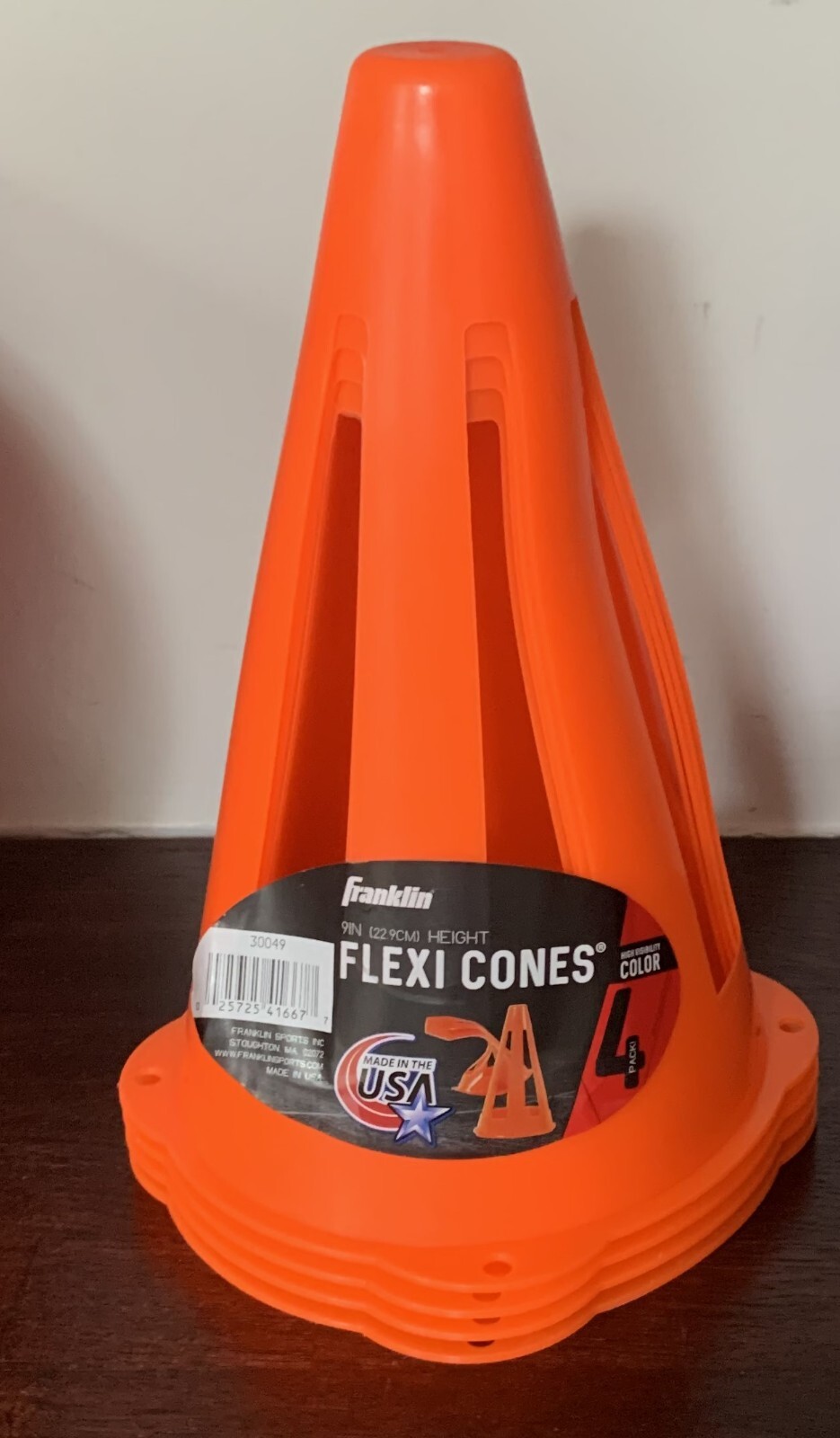 (4 PACK) Franklin High Visibility Color Orange 9" Tall MLS Flexi Cones A230