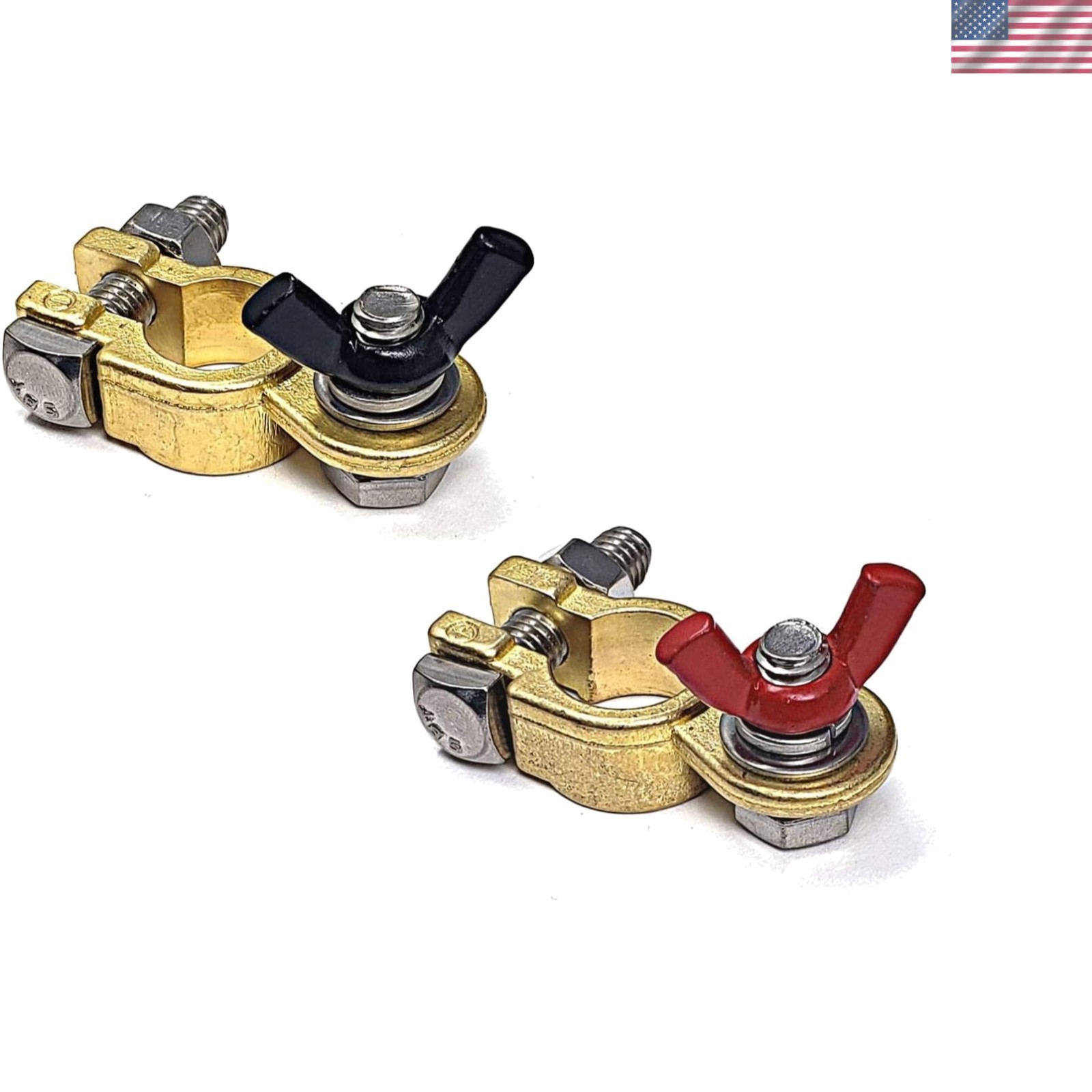 Corrosion Resistant Brass Battery Terminals | Top Post, 5/16" Mounting Pair