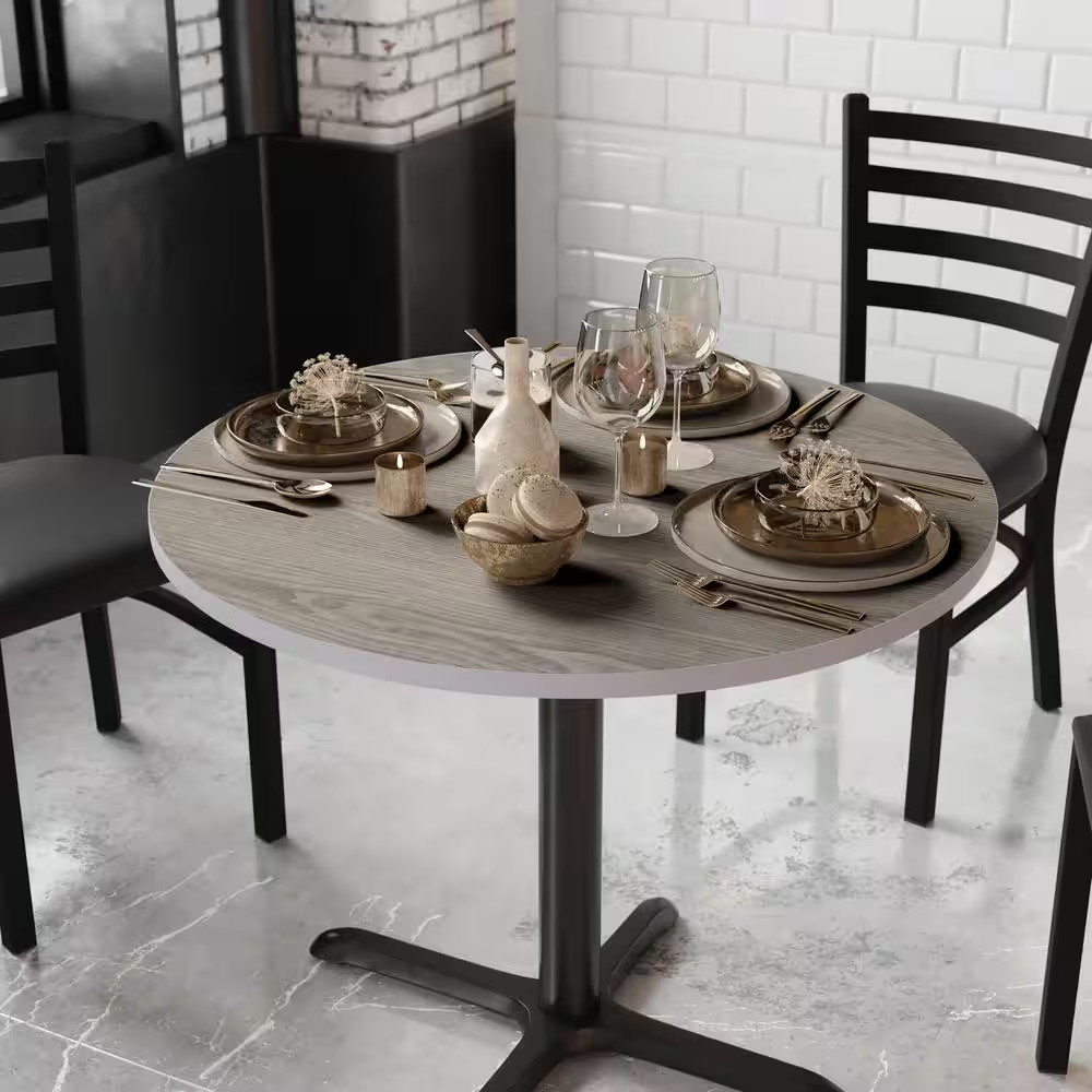 36 In. White/Gray round Table Top Only