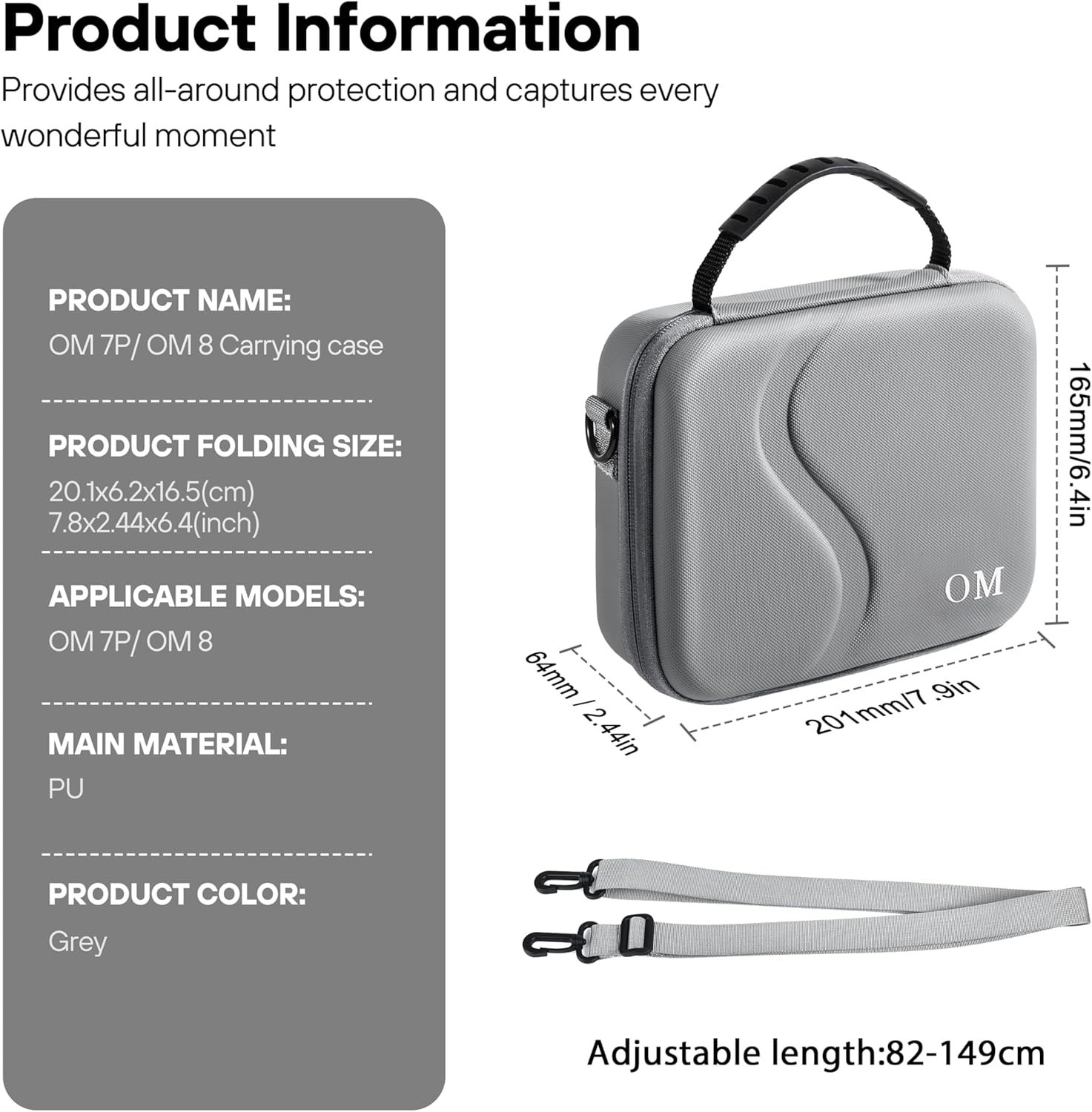 Lightweight & Durable Case for DJI Osmo Mobile 7/8 Gimbal - Large Capacity