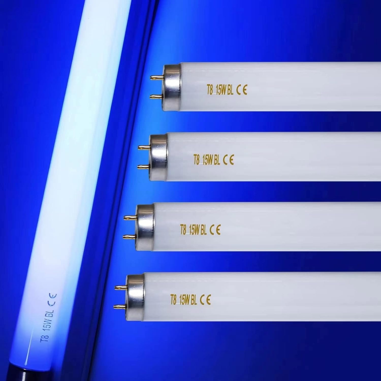 Black Light Bulbs 4Pk 18" T8 15W UV Replacement 365nm Fluorescent Tubes