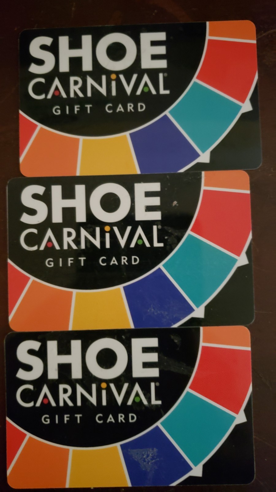 SHOE STATION/ SHOE CARNIVAL 3 Gift Cards Totaling $165 Selling @$132  FREE SHIPP