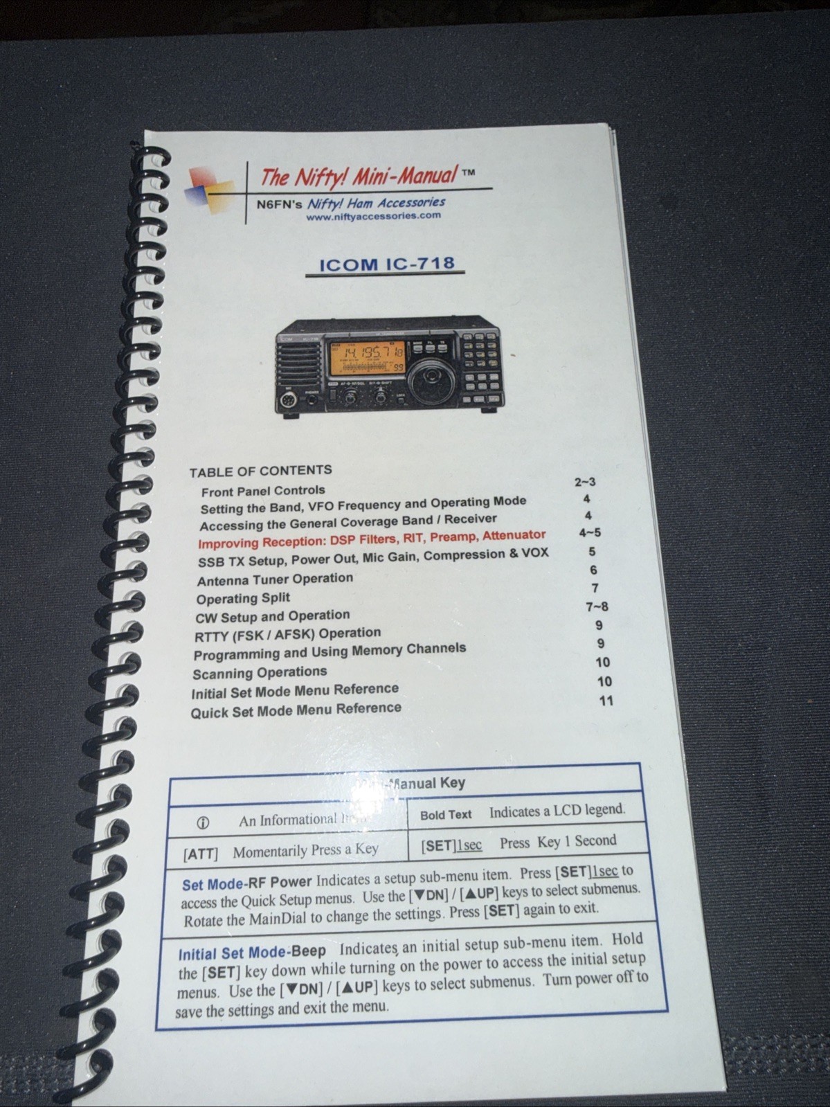 Icom IC-718 Mini-Manual by Nifty Used Good Condition  As Shown