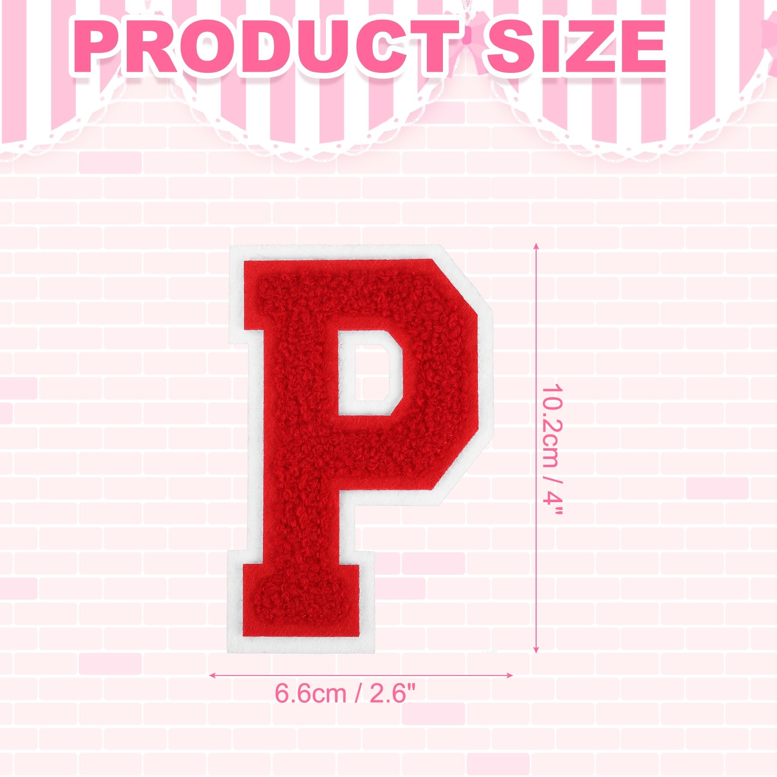 4" Chenille Letter Patches,Red Chenille Initial A-Z Patches (Letter P)