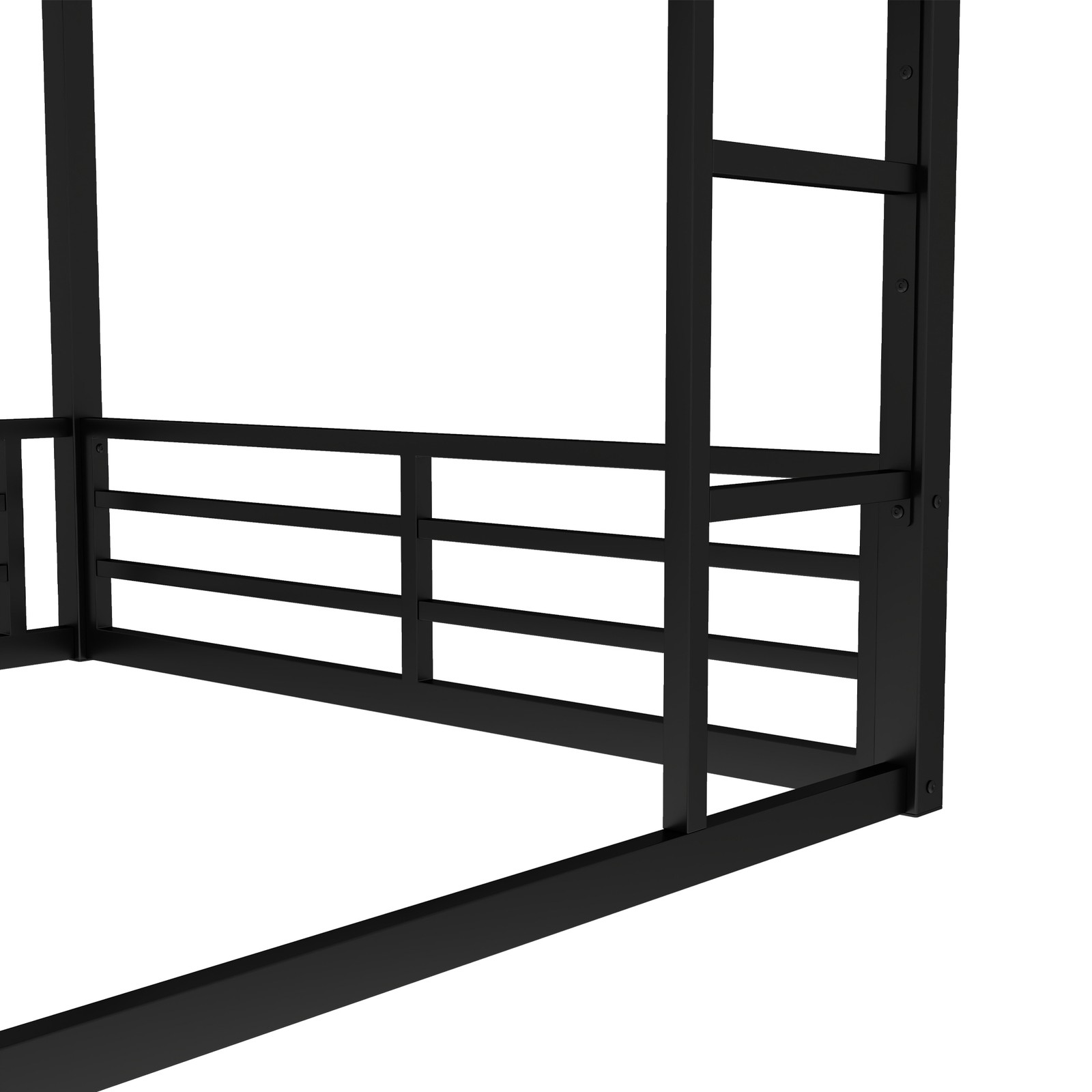 Metal Queen Over Queen Bunk Bed, Black, Space Saving, Noise Reduced