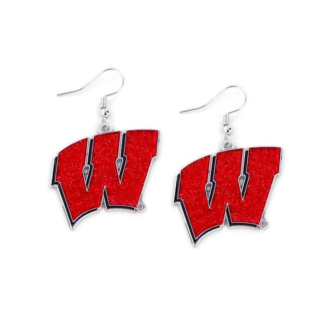 Amo 6326402503 Wisconsin decalrs Glitter Dazzle Earrings