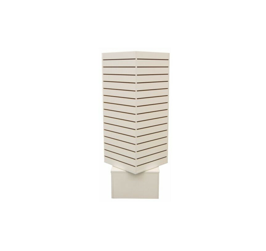 Revolving Slatwall Floor Display Rotating Cube Tower 4Sided Retail Fixture White