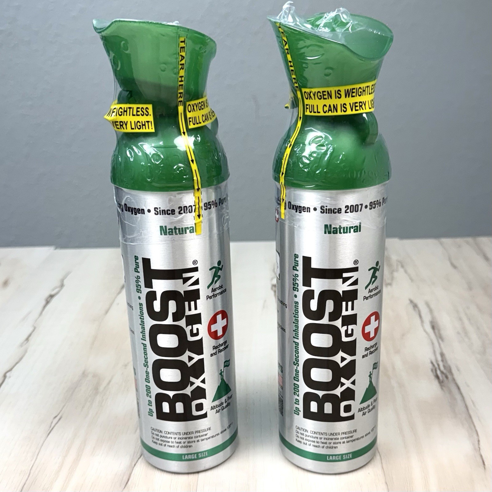 2pk BOOST OXYGEN 10L Large Canisters 95% Pure 200 Doses Each Breathing NIP NEW