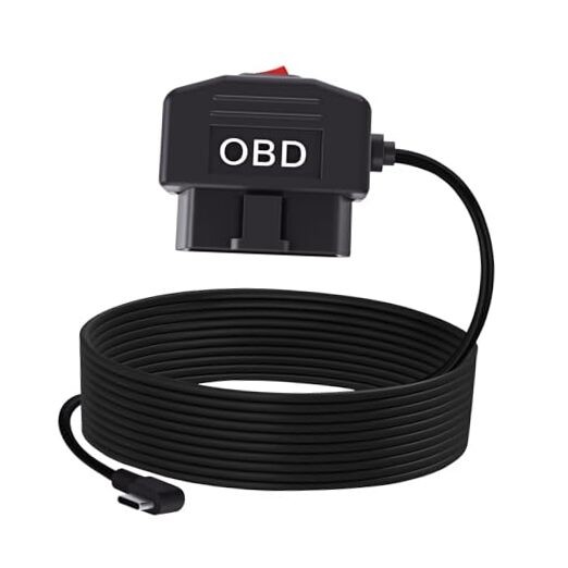 OBD2 OBD Power Cable, OBD to Type C USB OBDII Adapter 11.6-36V to 5V/3A Dash