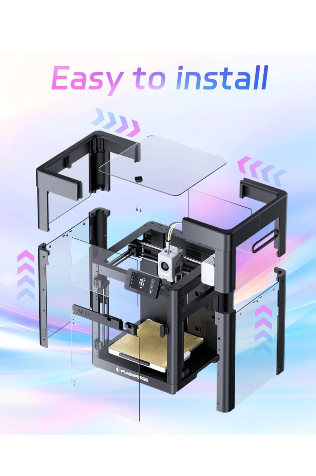 FLASHFORGE AD5X 3D Printer Enclosure Kit, DIY Colors & Style, Optimized Design,