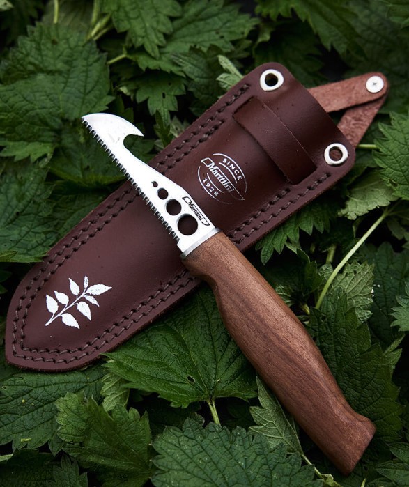Marttiini Herb Fixed Knife 2.75" Serrated Stainless Blade Birch Wood Handle