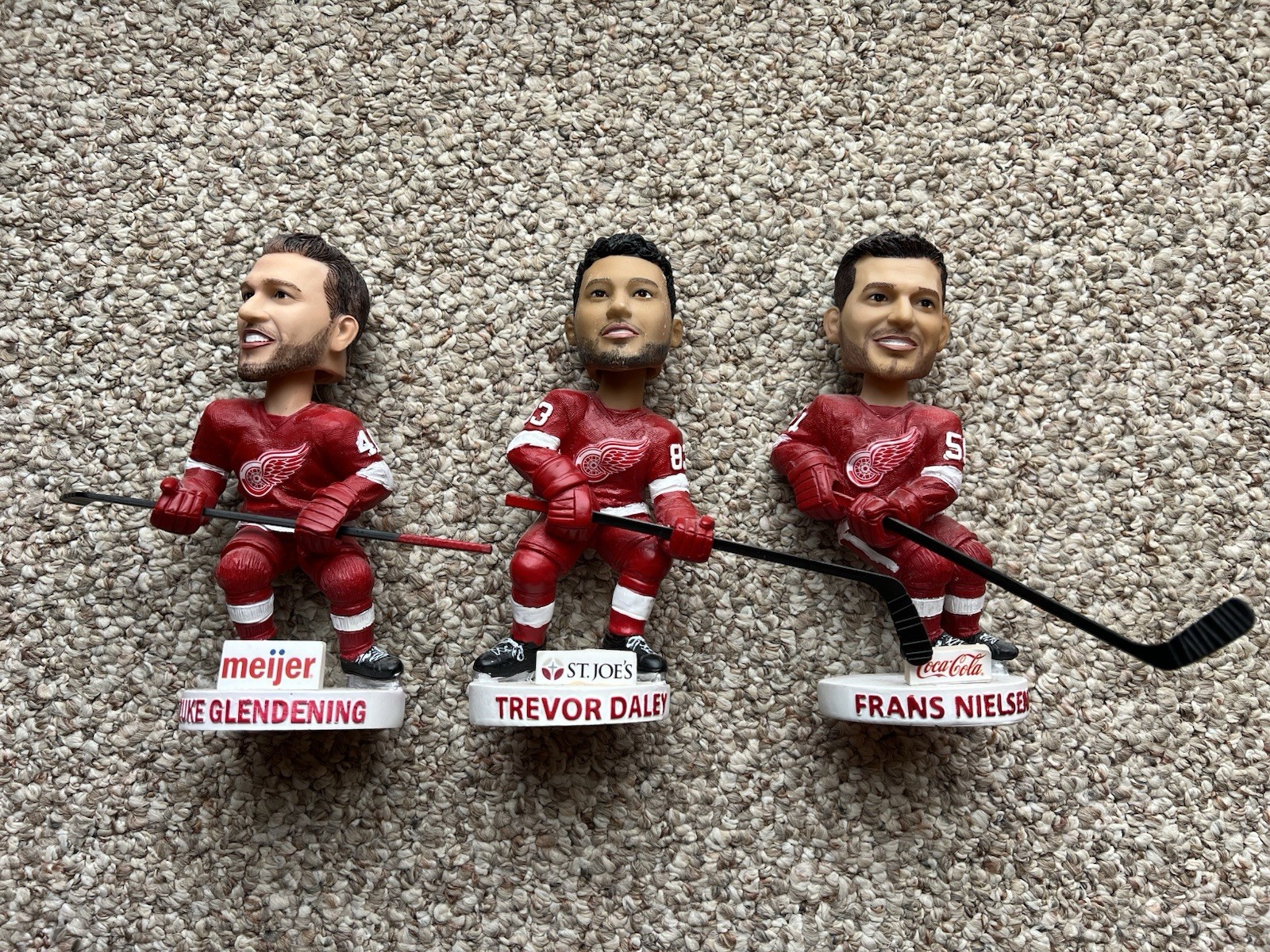 ⭐️Detroit Redwings Bobblehead Lot Frans Nielsen Trevor Daley Luke Glendening⭐️
