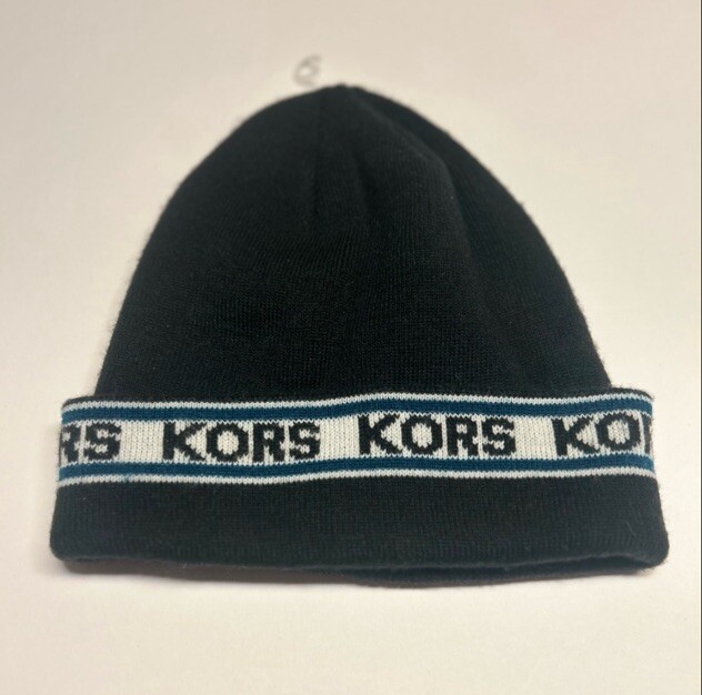 MICHAEL KORS BEANIE WIDE LOGO  STRIPE DARK BLUE HAT UNISEX
