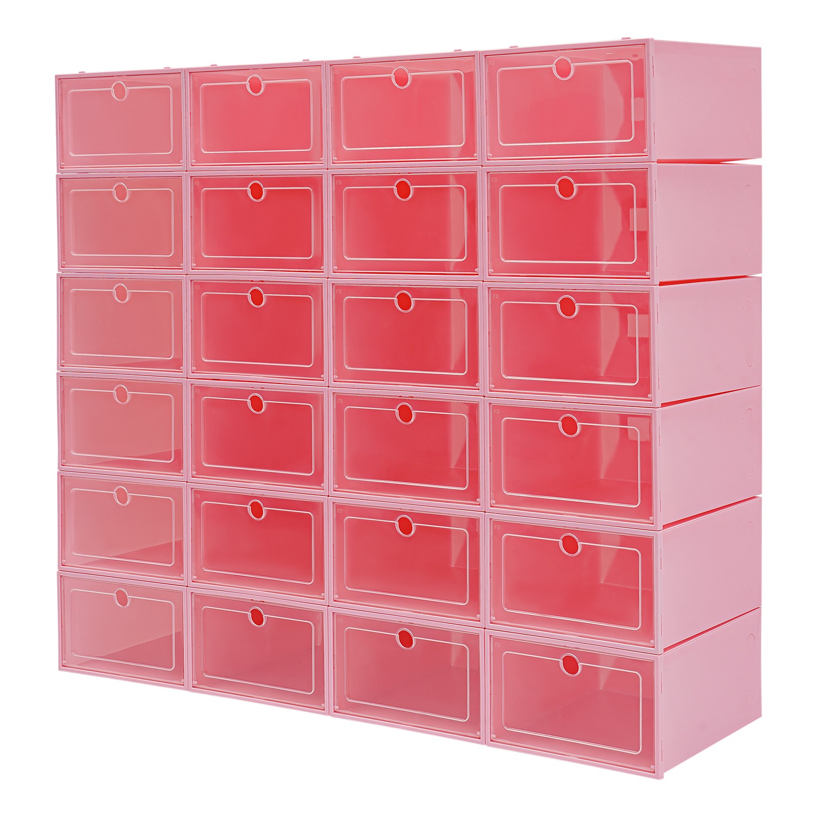 24 Pack Shoe Storage Boxes With Clear Flip Lid, Stackable Shoe Storage Organizer
