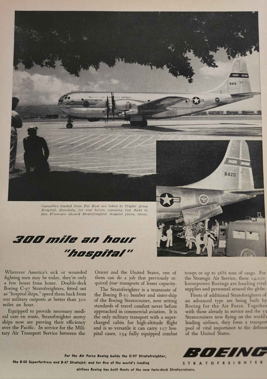 Boeing C-97 C 97 Stratofreighter Aircraft Magazine Ad Picture Wall Art