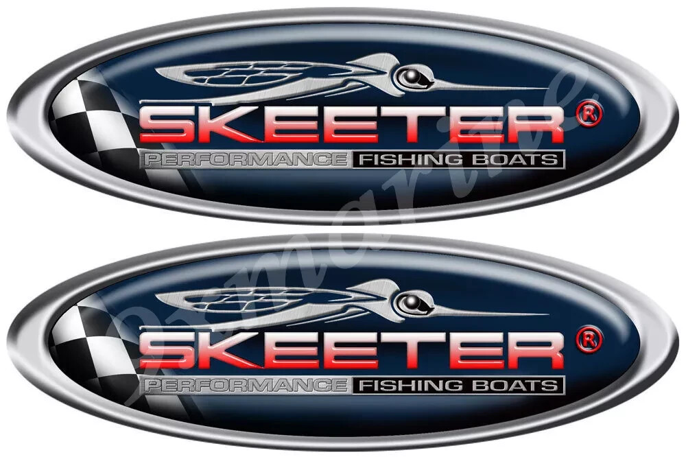 Two Skeeter Vinyl Oval Stickers, Imitated 3D  Appearance, 10" x 3.5"