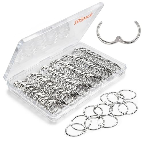 100 Pack-1 inch GIUCNOK Binder Rings, Loose Leaf Binder Book Rings, with Metal