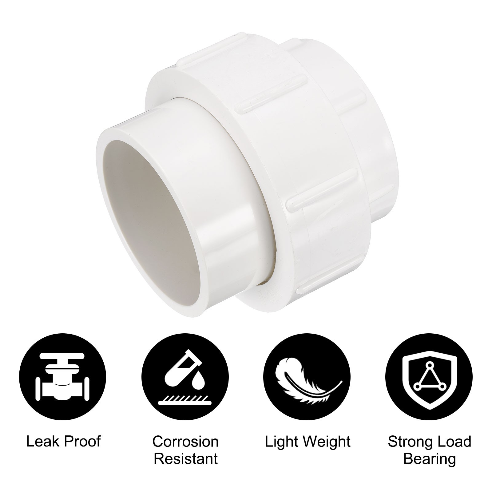 2.5" Union PVC Coupling Pipe Fitting Adapter, White