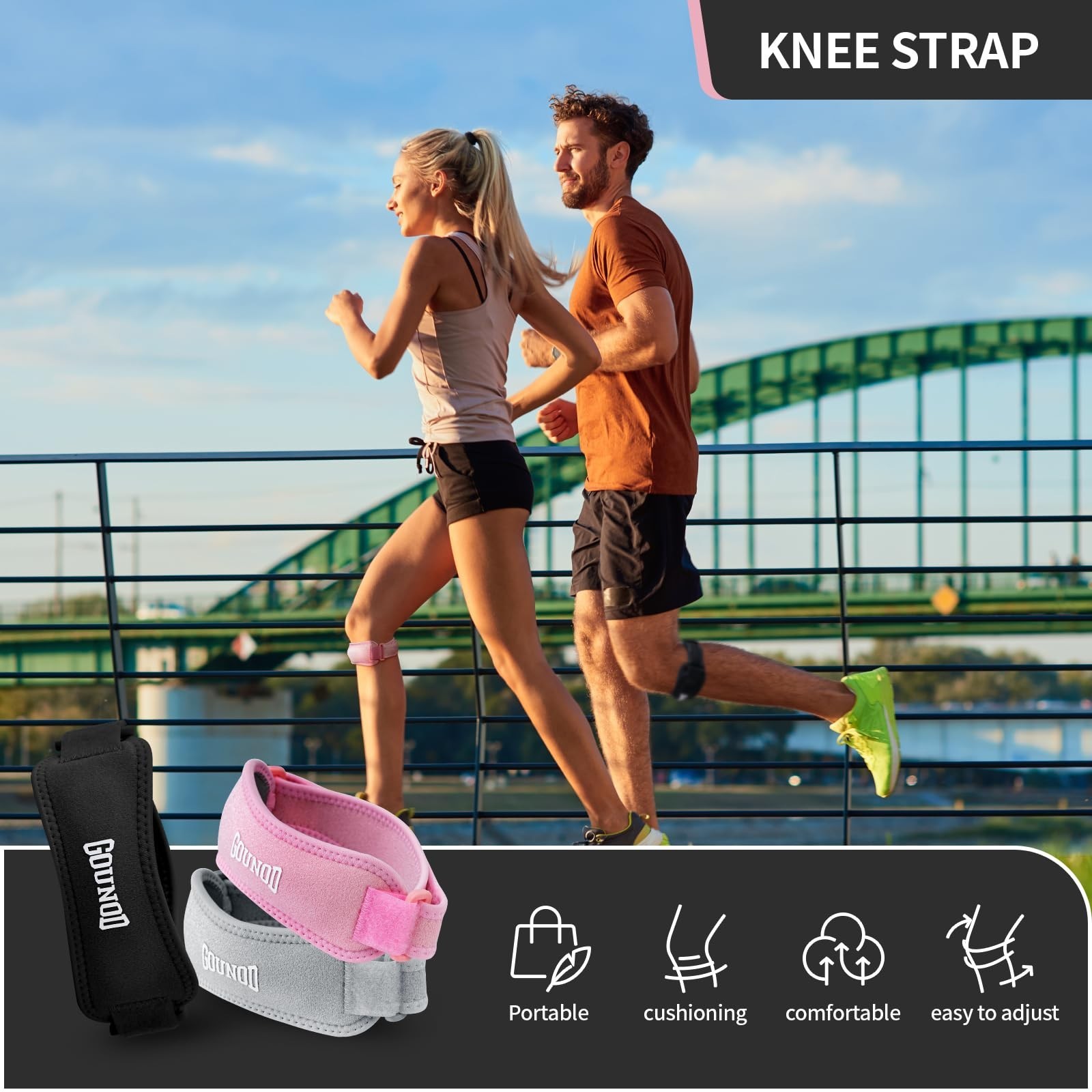 GOUNOD Patellar Tendon Support Strap 2 Pack,Knee Strap for Knee Pain Relief,P...
