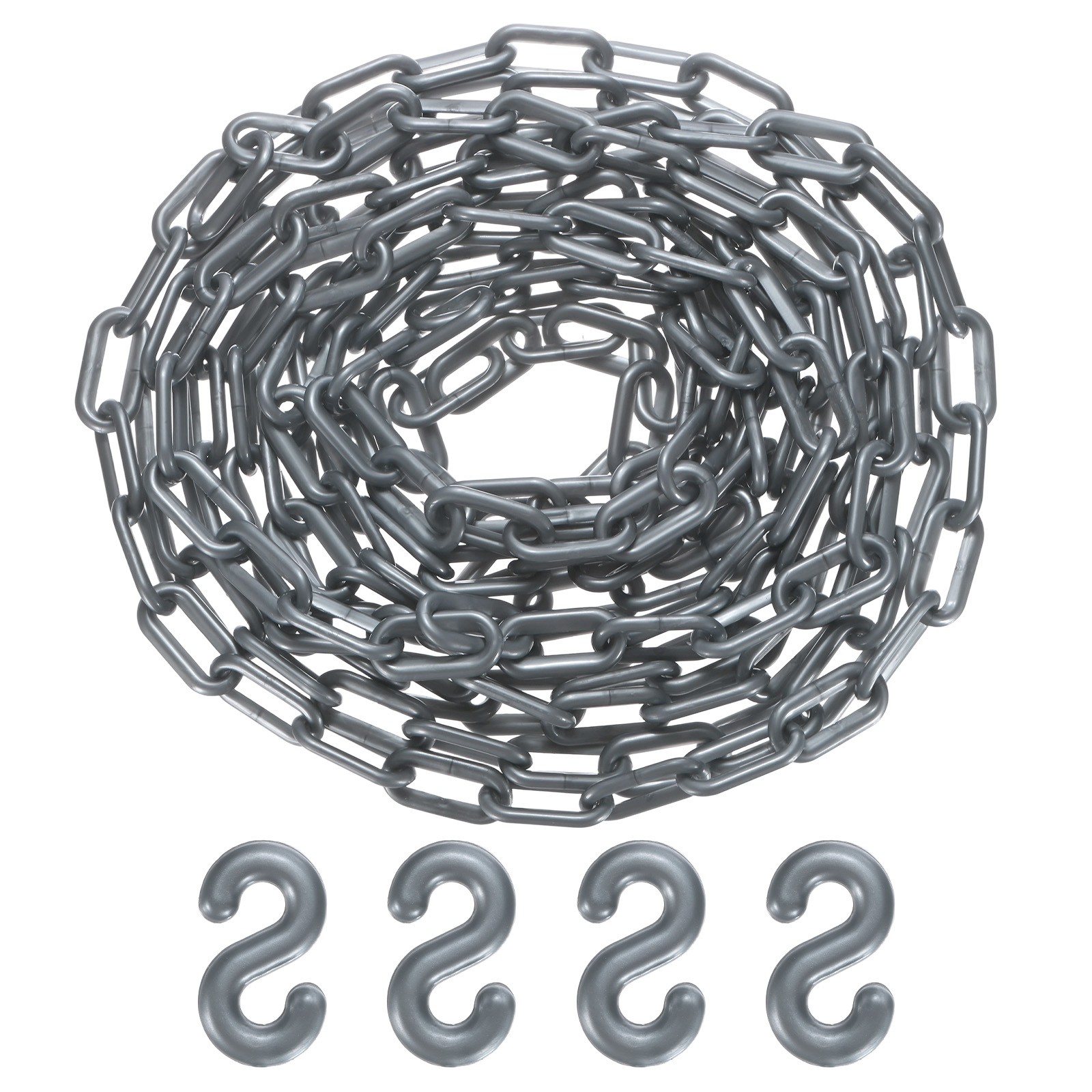 Plastic Barriers Chain, 24Ft Length Gray Plastic Safety Chain Link