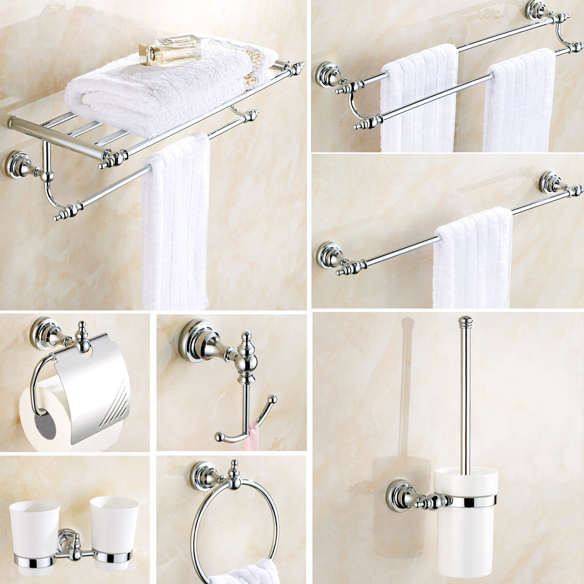 Bathroom Hardware Set Polished Chrome Towel Rack Towel Bar Bathroom Accessories