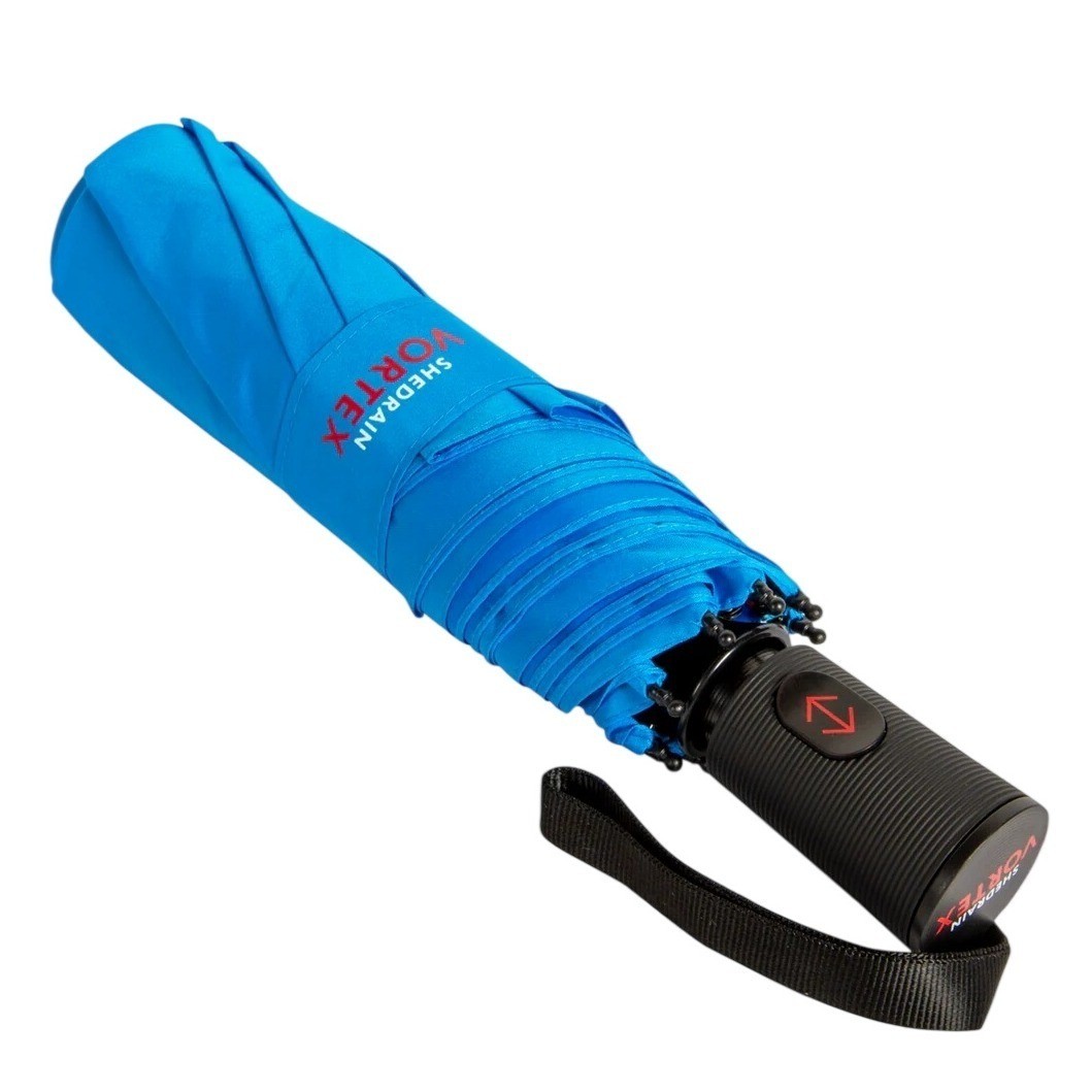 NWT Shedrain Vortex Blue Windproof Automatic Open Close Mens Umbrella